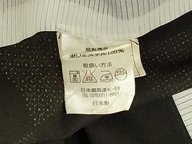 平和屋着物＊夏物　小紋　紗　市松花文　黒地　洗える着物　AABK6670jd