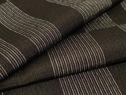 平和屋着物▽本塩沢　単衣　変わり市松文様　黒地　正絹　逸品　AABK6673jd