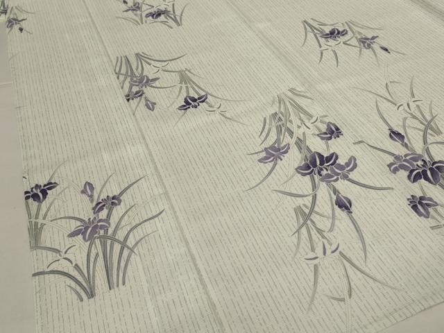 平和屋着物＊夏物　小紋　絽　草花文　洗える着物　AABK6674jd