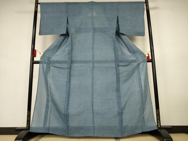 平和屋着物＊夏物　長板中形の人間国宝・松原定吉の9男　本藍染　松原八光　小紋　紗紬　花尽くし　正絹　逸品　AABK6679jd