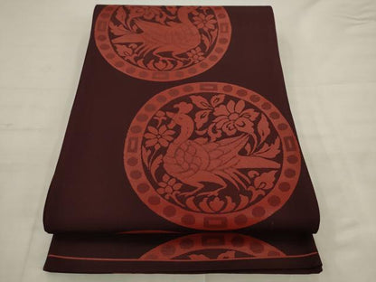 平和屋着物◎六通柄袋帯　花鳥丸文　正絹　逸品　AABK6681pf