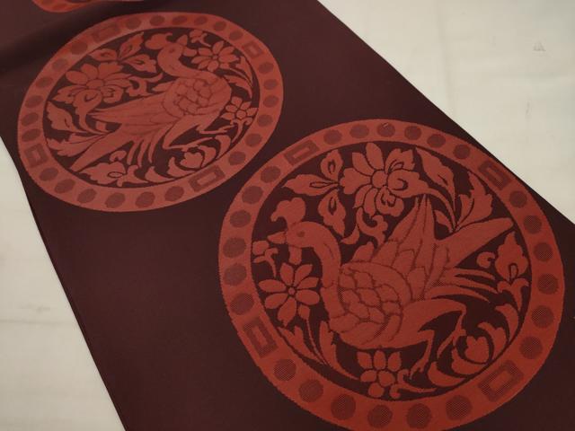平和屋着物◎六通柄袋帯　花鳥丸文　正絹　逸品　AABK6681pf