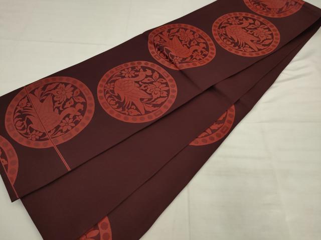 平和屋着物◎六通柄袋帯　花鳥丸文　正絹　逸品　AABK6681pf