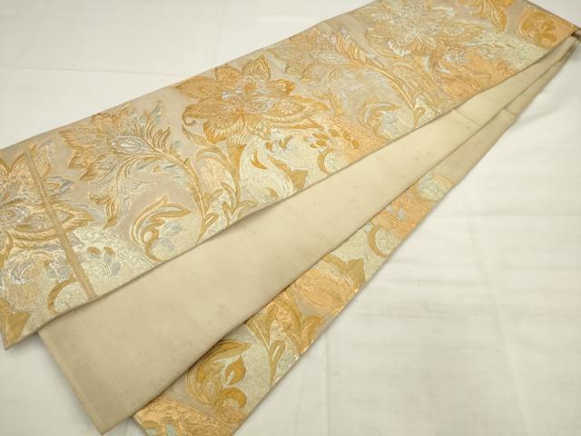 平和屋着物◎六通柄　京袋帯　更紗花文　金銀糸　正絹　逸品　AABK6684pf