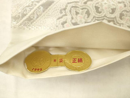 平和屋着物◎西陣　六通柄袋帯　唐織　彩松錦　蜀江花文　プラチナ二重箔織　証紙付き　正絹　逸品　AABK6700pf