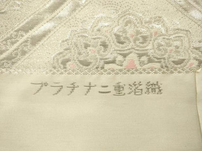 平和屋着物◎西陣　六通柄袋帯　唐織　彩松錦　蜀江花文　プラチナ二重箔織　証紙付き　正絹　逸品　AABK6700pf