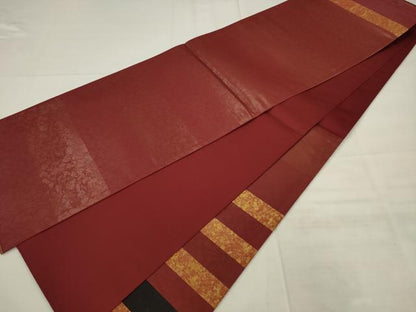 平和屋着物◎太鼓柄袋帯　螺鈿箔　切り嵌め　横段文　正絹　逸品　AABK6703pf