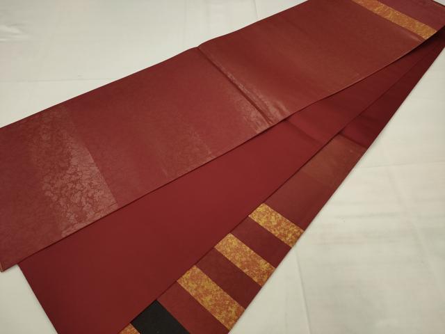 平和屋着物◎太鼓柄袋帯　螺鈿箔　切り嵌め　横段文　正絹　逸品　AABK6703pf