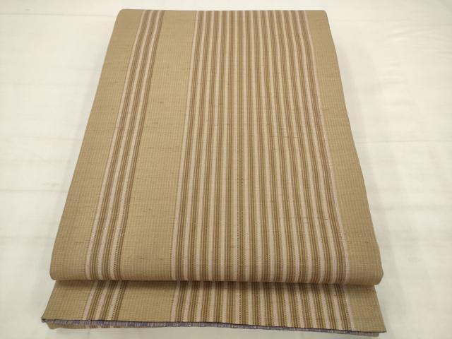 平和屋着物●両面全通柄袋帯　花織　横段文　正絹　逸品　AABK6704pf