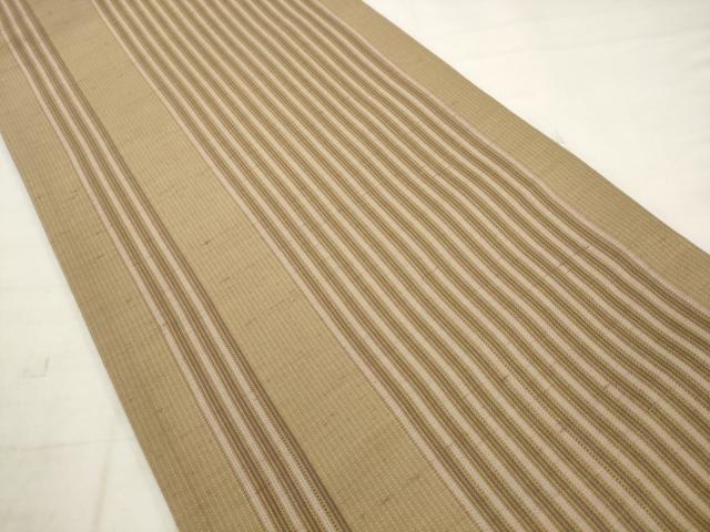 平和屋着物●両面全通柄袋帯　花織　横段文　正絹　逸品　AABK6704pf