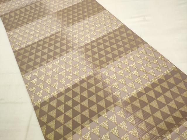 平和屋着物●伝統工芸品　伊那紬　手織り　全通柄袋帯　鱗文　金彩　正絹　逸品　AABK6705pf