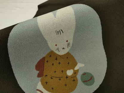 平和屋着物●九寸名古屋帯　兎　鬼しぼ縮緬　正絹　逸品　AABK6710pf