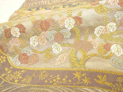 平和屋着物●皇室献上作家　北出与三郎　六通柄　本袋帯　流水花鳥文　正絹　逸品　AABK6718pf