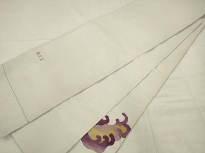 平和屋着物●西陣　京の名門　じゅらく謹製　帝王紫　綴れ　太鼓柄袋帯　立波文　金銀糸　正絹　逸品　AABK6719pf