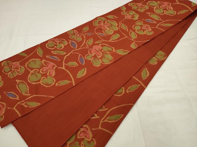 平和屋着物●桝屋高尾　六通柄　本袋帯　草花文　正絹　逸品　AABK6723pf
