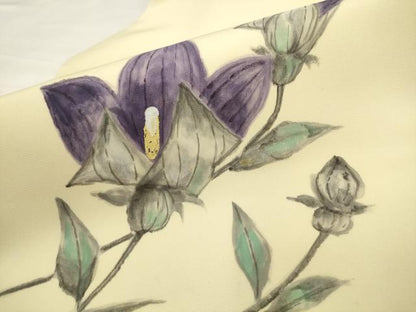 平和屋着物●塩瀬　九寸名古屋帯　作家物　手描き　草花文　金銀彩　正絹　逸品　AABK6727pf