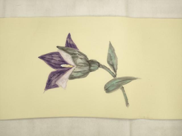 平和屋着物●塩瀬　九寸名古屋帯　作家物　手描き　草花文　金銀彩　正絹　逸品　AABK6727pf