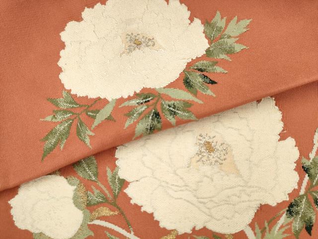 平和屋着物●綴れ　八寸名古屋帯　草花文　金銀糸　正絹　逸品　AABK6728pf