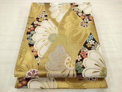 平和屋着物●六通柄袋帯　舞花文　金銀糸　正絹　逸品　AABK6729pf