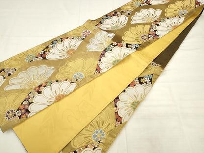 平和屋着物●六通柄袋帯　舞花文　金銀糸　正絹　逸品　AABK6729pf