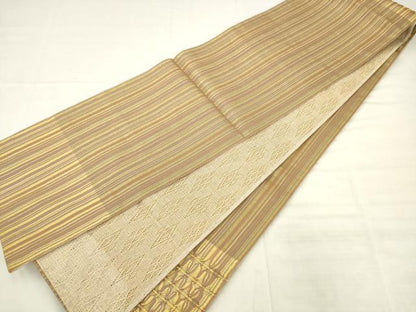 平和屋着物●ひなや工房　くむ・あむ・おる　伊豆蔵明彦　太鼓柄袋帯　間道　金糸　正絹　逸品　AABK6732pf