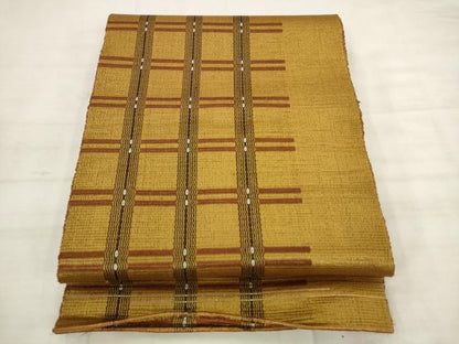 平和屋着物●本場黄八丈　紬　八寸名古屋帯　一重帯　格子　正絹　逸品　AABK6739pf