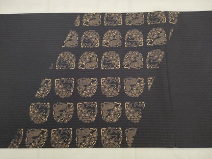 平和屋着物●太鼓柄袋帯　印伝　花兎　正絹　逸品　AABK6740pf