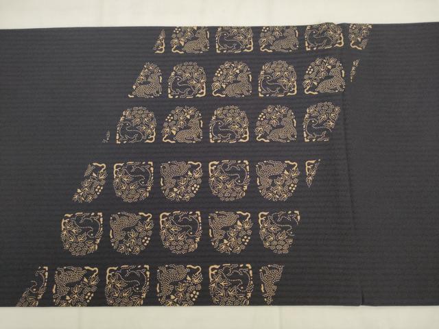 平和屋着物●太鼓柄袋帯　印伝　花兎　正絹　逸品　AABK6740pf