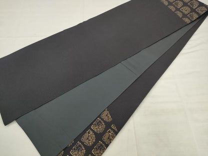 平和屋着物●太鼓柄袋帯　印伝　花兎　正絹　逸品　AABK6740pf
