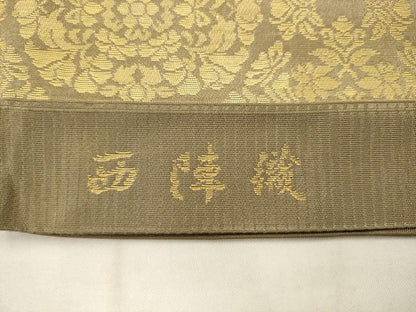 平和屋着物●西陣織　陰山織物謹製　箔屋清兵衛　六通柄袋帯　正倉院文様　金糸　証紙付き　正絹　逸品　AABK6742pf