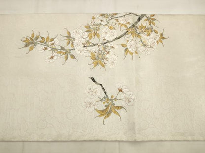 平和屋着物●六通柄袋帯　桜染　左近桜　金銀糸　正絹　逸品　AABK6749pf