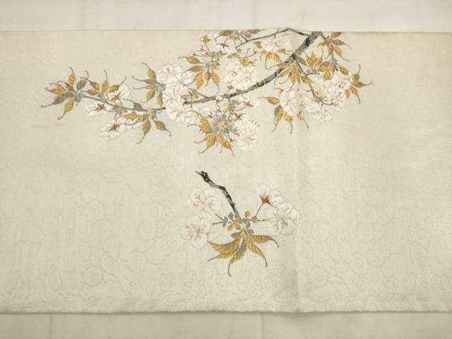 平和屋着物●六通柄袋帯　桜染　左近桜　金銀糸　正絹　逸品　AABK6749pf