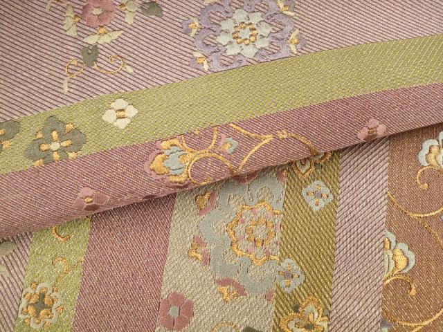 平和屋着物●ひなや工房　くむ・あむ・おる　伊豆蔵明彦　太鼓柄袋帯　総刺繍　飾花文　金糸　正絹　逸品　AABK6752pf