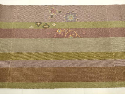 平和屋着物●ひなや工房　くむ・あむ・おる　伊豆蔵明彦　太鼓柄袋帯　総刺繍　飾花文　金糸　正絹　逸品　AABK6752pf