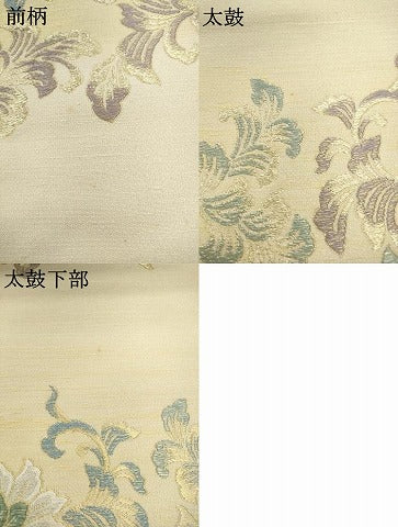 平和屋着物●袋帯　草花文　螺鈿箔　金糸　鈴乃屋扱い　正絹　逸品　AABK6753pf