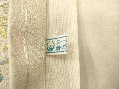 平和屋着物●袋帯　草花文　螺鈿箔　金糸　鈴乃屋扱い　正絹　逸品　AABK6753pf