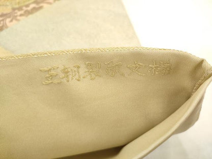 平和屋着物●西陣　鈴木謹製　六通柄袋帯　唐織　王朝裂取文様　金糸　証紙付き　正絹　逸品　AABK6755pf