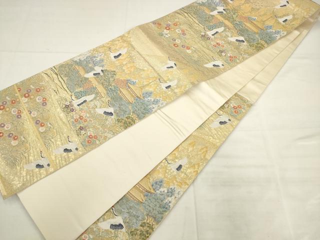 平和屋着物●六通柄袋帯　唐織　斑鳩瑞祥文　金糸　正絹　逸品　AABK6758pf