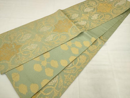 平和屋着物●両面六通柄　本袋帯　葡萄唐草　舞花文　金銀糸　正絹　逸品　AABK6760pf