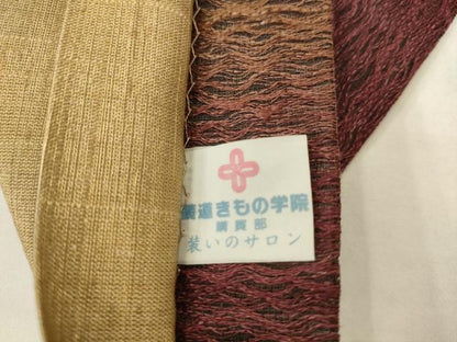 平和屋着物▽全通柄袋帯　スリーシーズン　春夏秋　櫛織　霞文　正絹　逸品　AABK6762pf