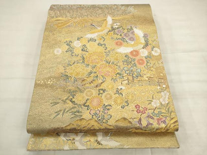 平和屋着物●西陣　長嶋成織物　ながしま帯　六通柄袋帯　唐織　翔鳳錦　華苑瑞鳥文　金糸　上代45万円　証紙付き　正絹　逸品　AABK6769pf