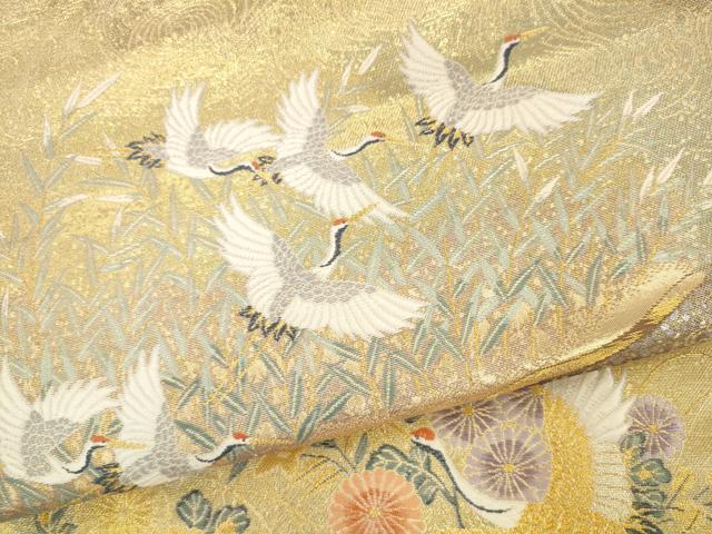 平和屋着物●西陣　長嶋成織物　ながしま帯　六通柄袋帯　唐織　翔鳳錦　華苑瑞鳥文　金糸　上代45万円　証紙付き　正絹　逸品　AABK6769pf