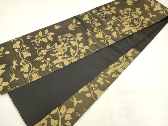 平和屋着物●西陣　澤屋重兵衛　六通柄袋帯　狩猟文　金糸　正絹　逸品　AABK6772pf