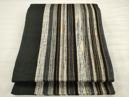 平和屋着物●袋帯　螺鈿　間道　黒地　正絹　逸品　AABK6773pf