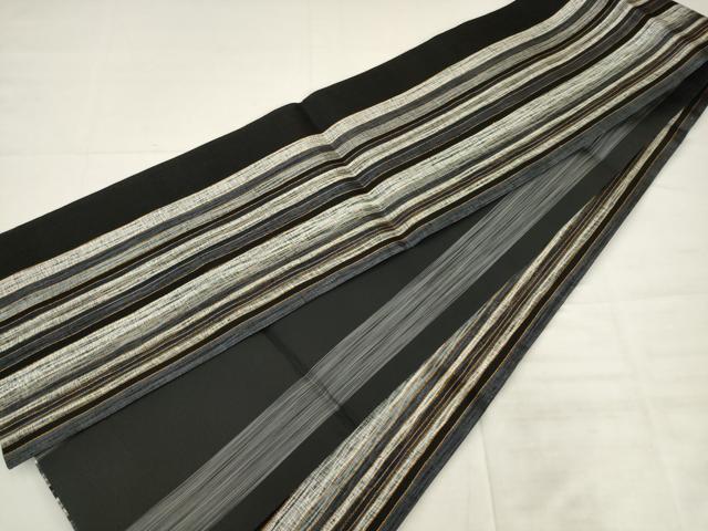 平和屋着物●袋帯　螺鈿　間道　黒地　正絹　逸品　AABK6773pf