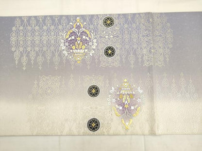 平和屋着物●六通柄袋帯　草花文　金通し地　金銀彩　正絹　逸品　AABK6776pf