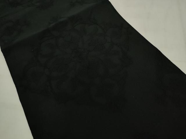 平和屋着物●綴れ　八寸名古屋帯　飾花文　黒地　正絹　逸品　AABK6778pf