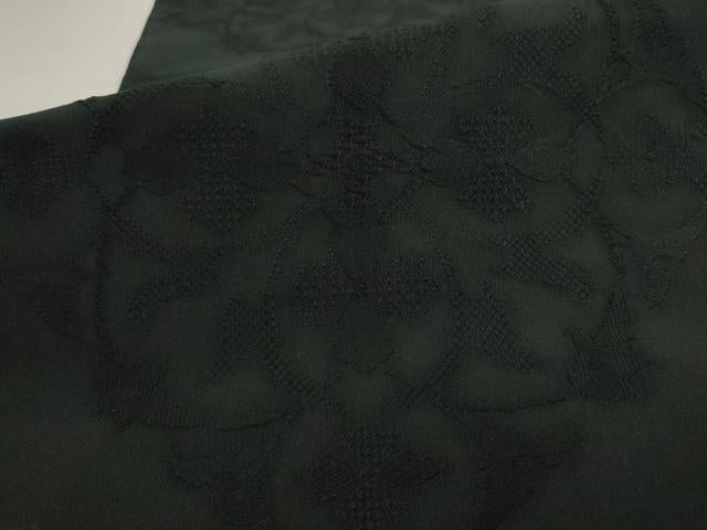 平和屋着物●綴れ　八寸名古屋帯　飾花文　黒地　正絹　逸品　AABK6778pf