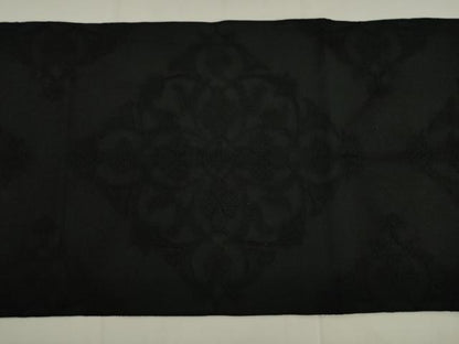 平和屋着物●綴れ　八寸名古屋帯　飾花文　黒地　正絹　逸品　AABK6778pf