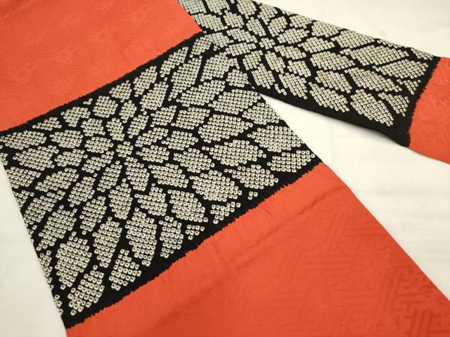 平和屋着物●九寸名古屋帯　総絞り　草花文　正絹　逸品　AABK6780pf